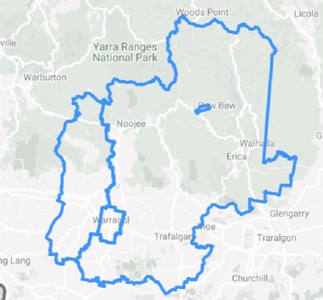 Map boundaries Baw Baw Shire