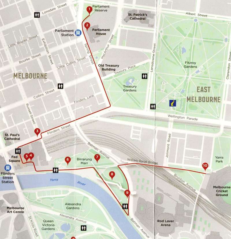 Aboriginal Melbourne Walk (Central Melbourne) Map