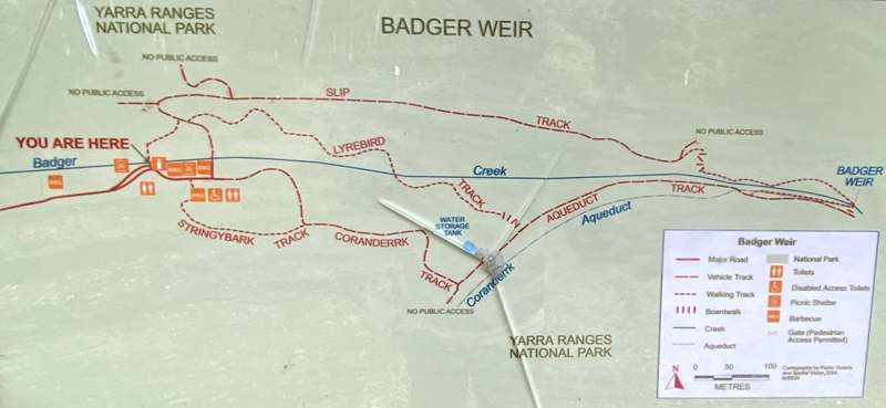 Badger Creek Weir Picnic Area and Walks Map