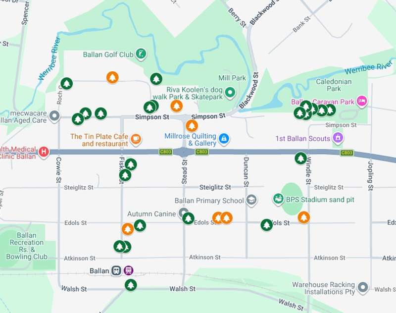 Ballan Historic Tree Walk Map