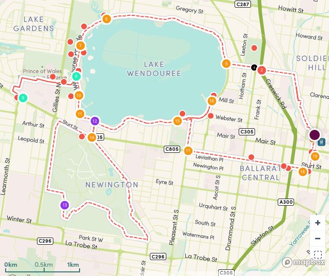 Ballarat - Lake Wendouree Loop Ride Map