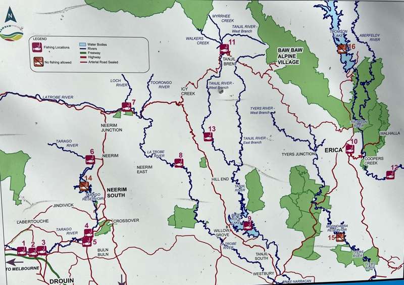 Baw Baw Shire Fishing Guide Map