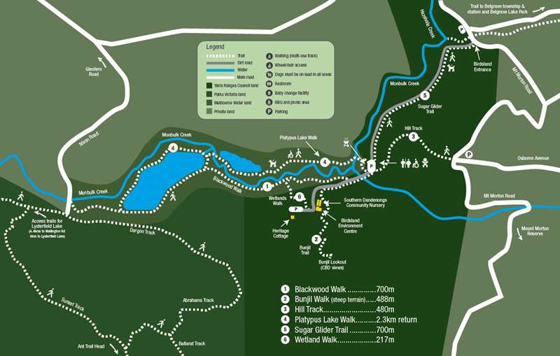 Birdsland Reserve (Belgrave Heights) Map