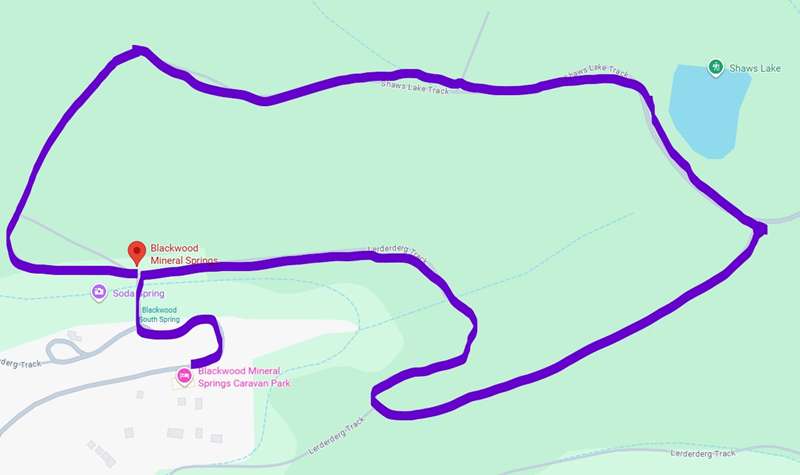 Blackwood Mineral Springs - Shaws Lake - Sweets Lookout Walk Map