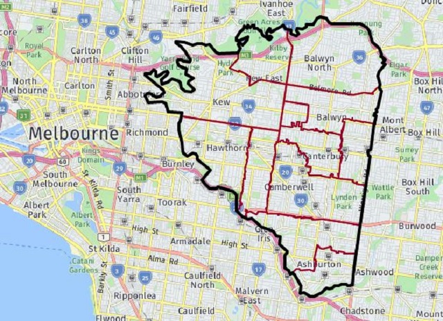 Boroondara Council Area Map