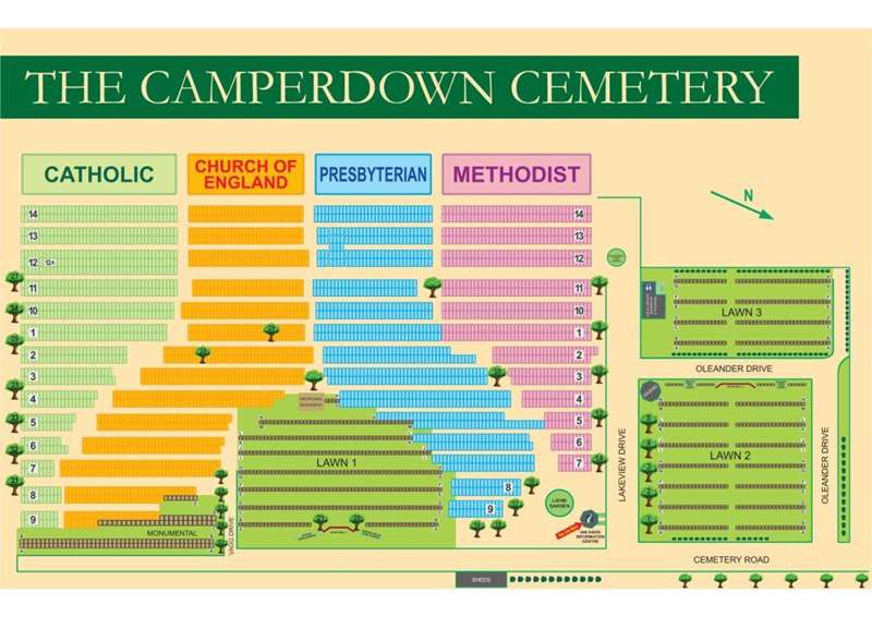 Camperdown Cemetery Self-Guided Tour Map