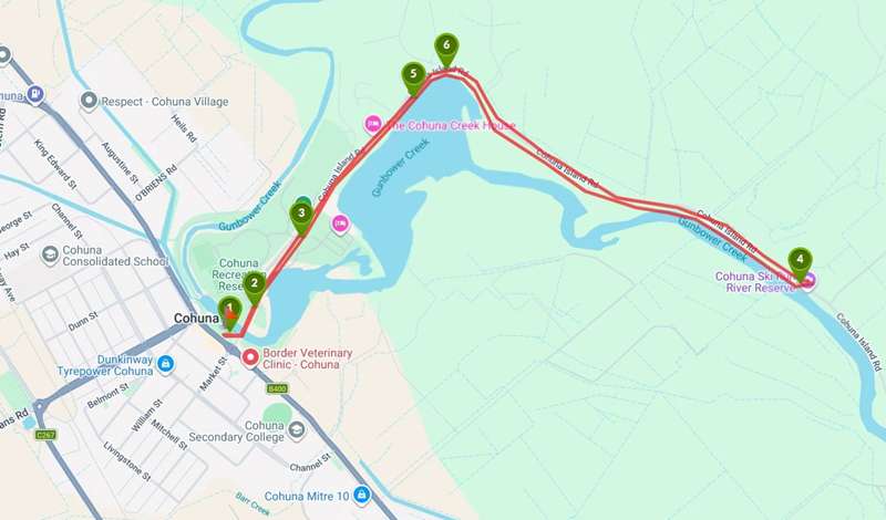Cohuna Island Road Walk Map