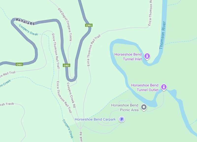 Coopers Creek - Horseshoe Bend Tunnel Walk Map
