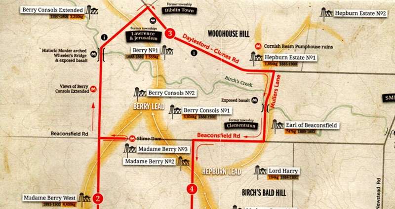 Creswick - Buried Rivers of Gold Self-Guided Tour Map