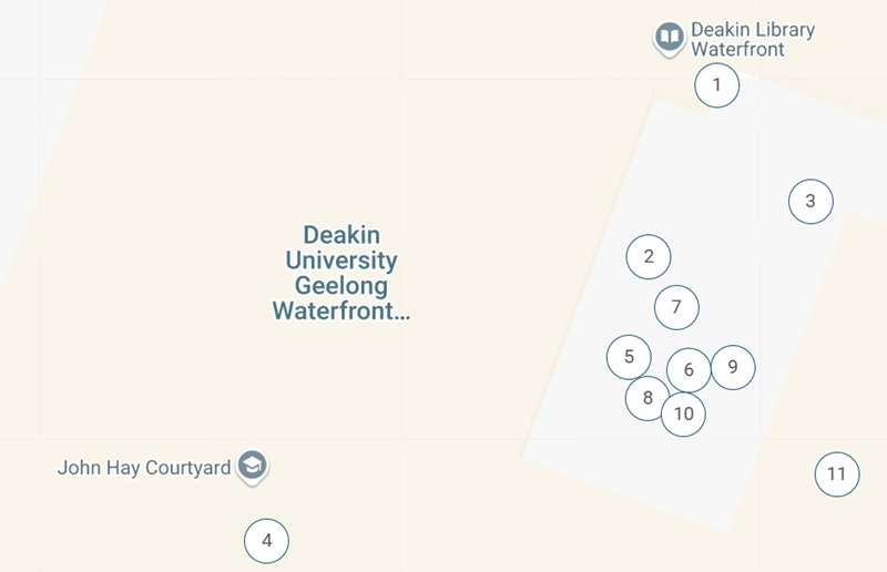Deakin University Sculpture Walk (Geelong Waterfront Campus) Map