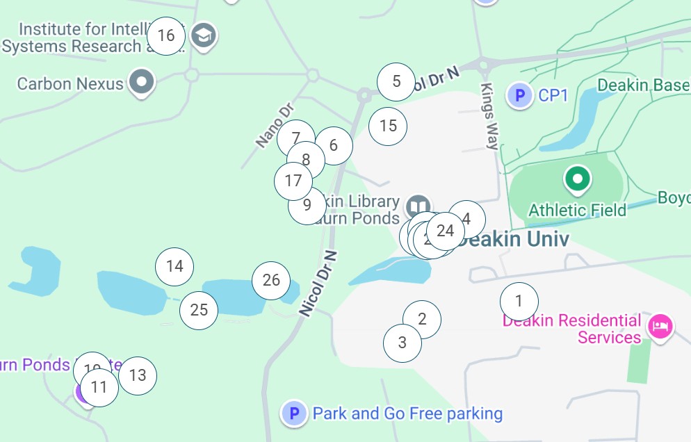 Deakin University Sculpture Walk (Waurn Ponds Campus) Map