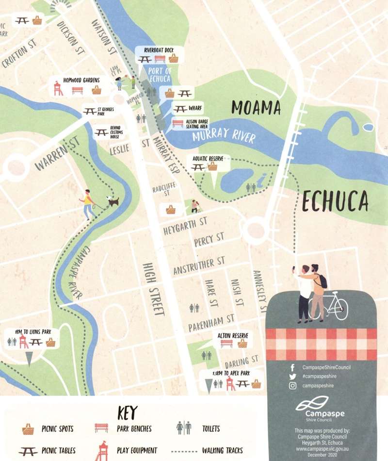 Echuca Picnic Spots Map