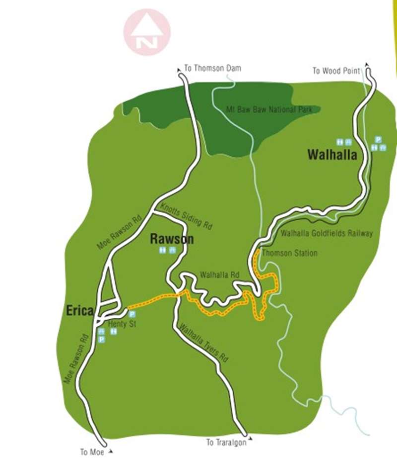 <H4>Walhalla Goldfields Rail Trail Map</H4>