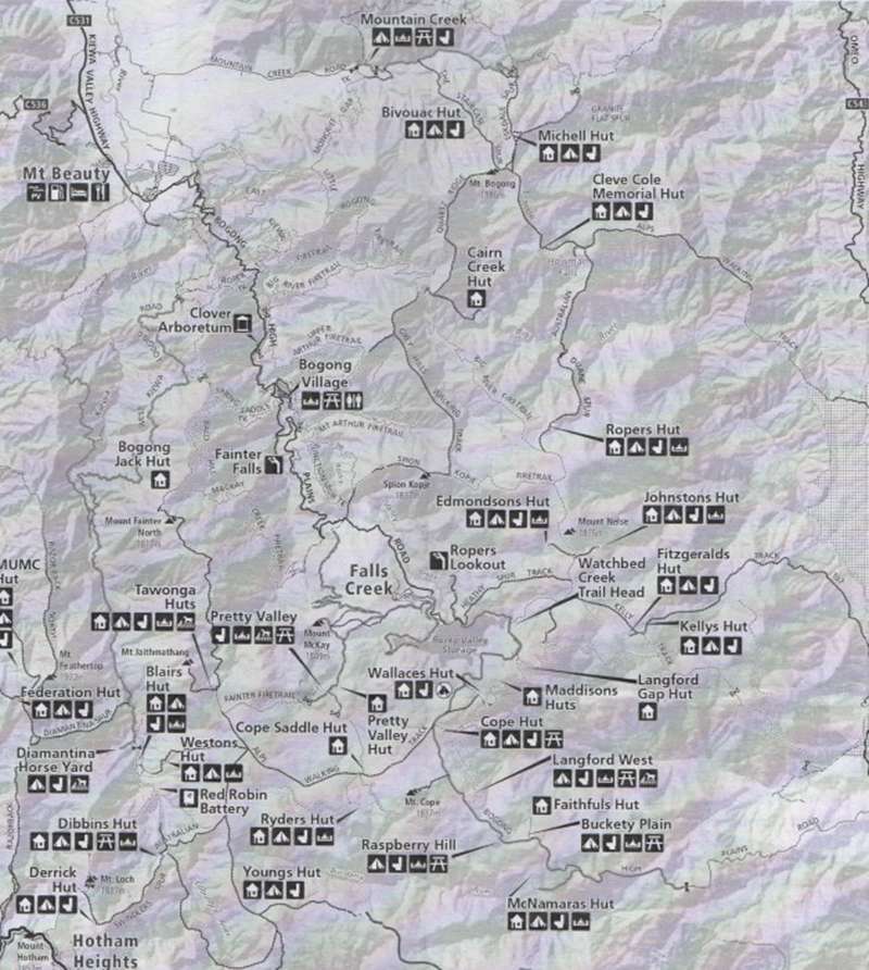Location of Historic Huts Map