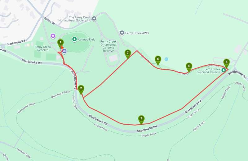 Ferny Creek Bushland Reserve Walk Map Map