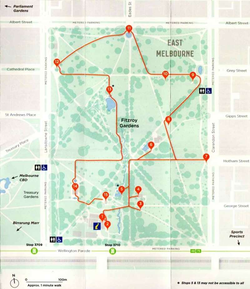 Fitzroy Gardens Walk (Central Melbourne) Map
