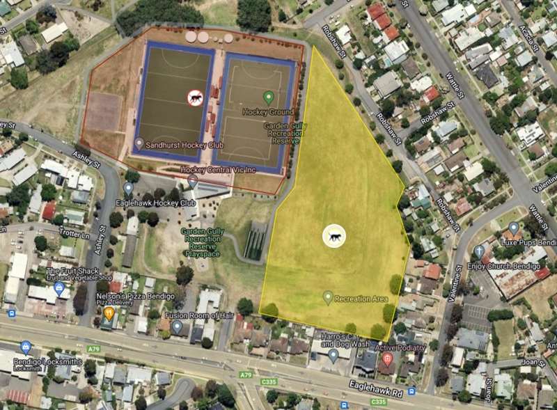 Bendigo - Garden Gully Creek Reserve Dog Off Leash Area (Ironbark) Map