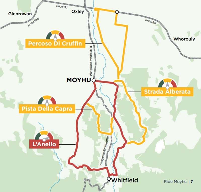King Valley & Surrounds Gravel Road Rides Moyhu Map