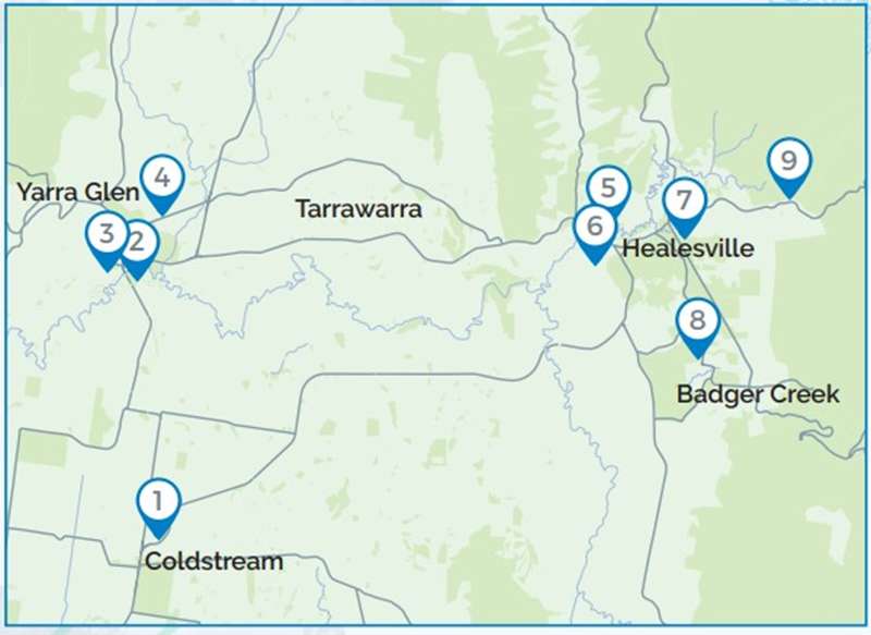 Lower Yarra Valley Heritage Tour Map