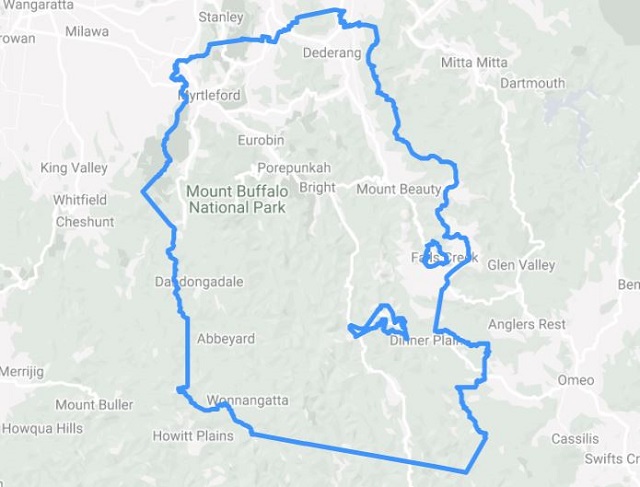 Map boundaries Alpine Shire