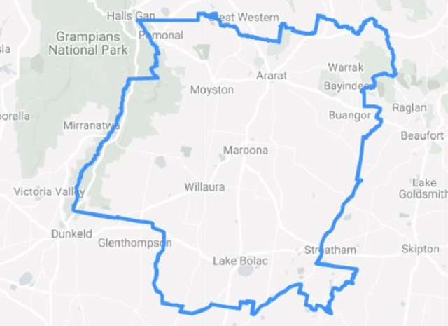 Map boundaries Ararat Rural City