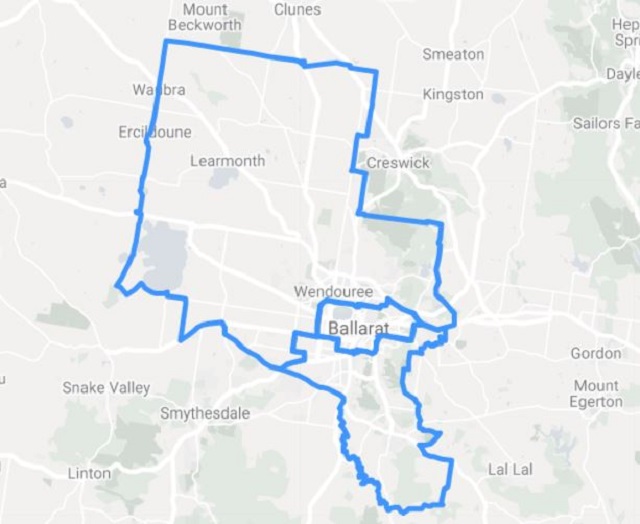 Map boundaries Ballarat City