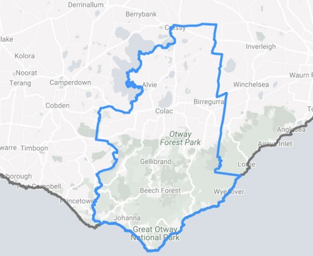 Map boundaries Colac Otway Shire