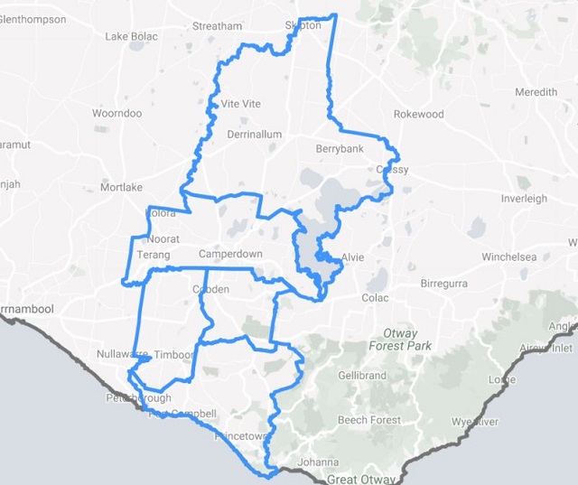 Map boundaries Corangamite Shire