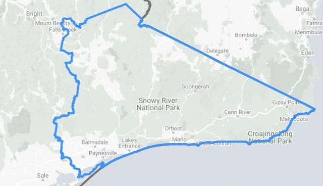 Map boundaries East Gippsland Shire