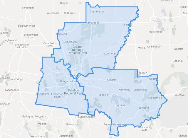 Map boundaries Greater Bendigo City