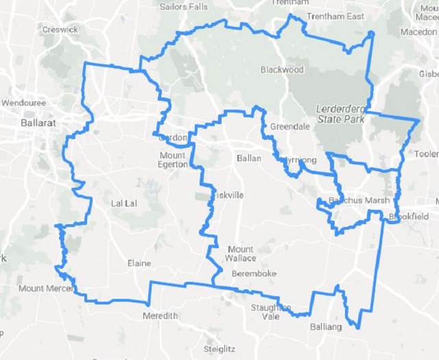 Map boundaries Moorabool Shire