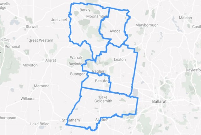 Map boundaries Pyrenees Shire