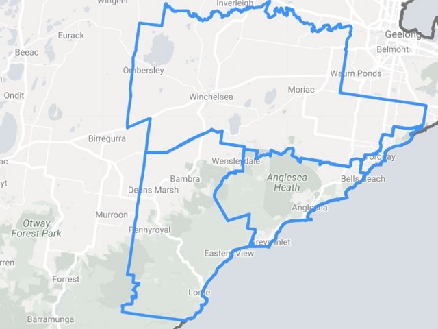 Map boundaries Surf Coast Shire