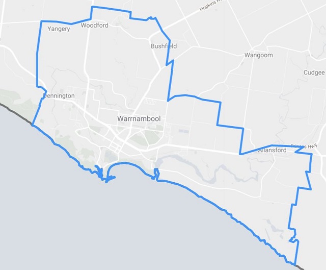 Map boundaries Warrnambool City