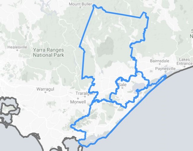 Map boundaries Wellington Shire