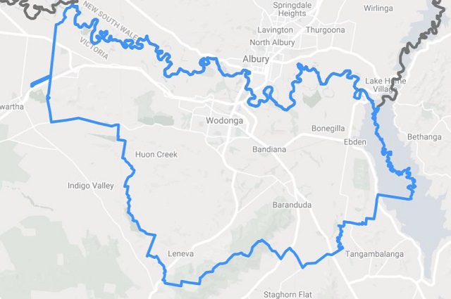 Map boundaries Wodonga City