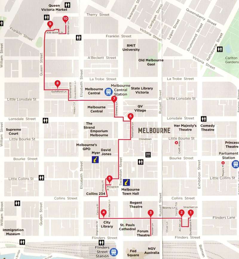 Melbourne Street Art Walk Walk (Central Melbourne) Map