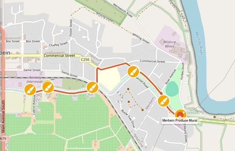 Merbein Mosaic Art Trail Map