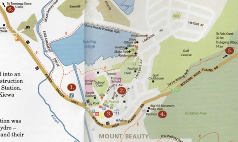 Mount Beauty - Places of Historical Interest Map