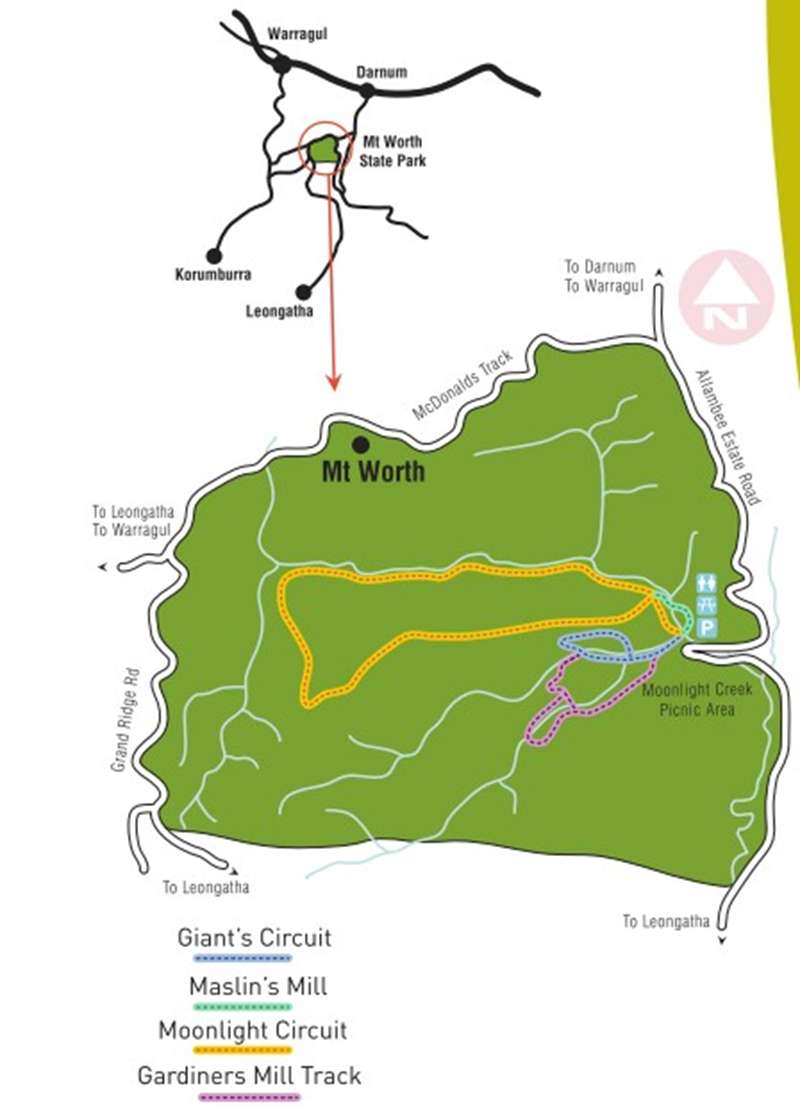Map of Mount Worth State Park Walks