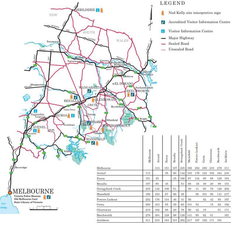 Ned Kelly Touring Route Map