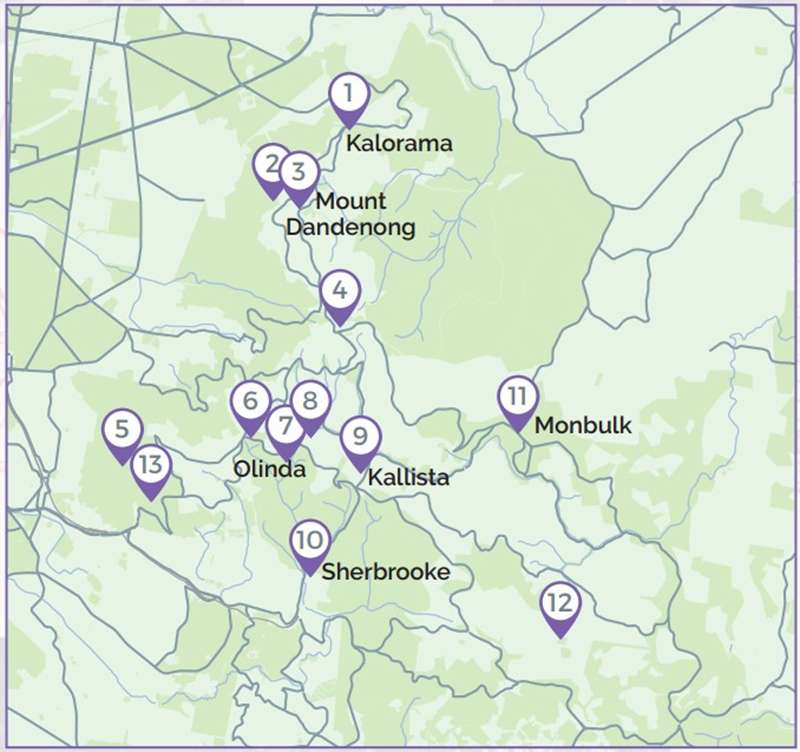 Northern Dandenongs Heritage Tour Map