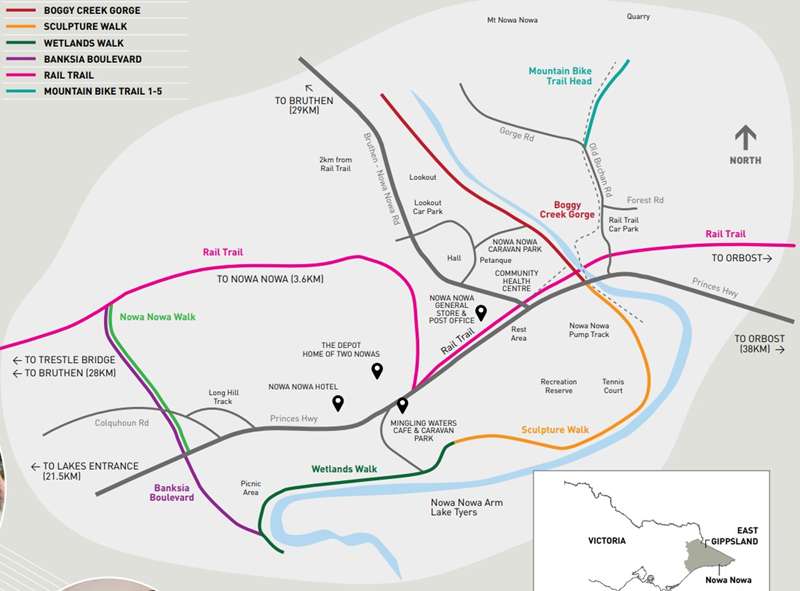 Nowa Nowa Sculpture Trail and Walks Map