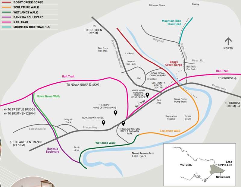 Nowa Nowa Walks Map