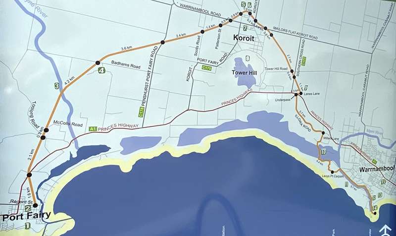 Port Fairy-Warrnambool Rail Trail Map