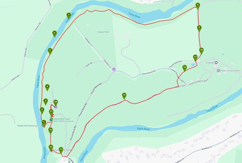 Pound Bend Yarra Loop Walk Map