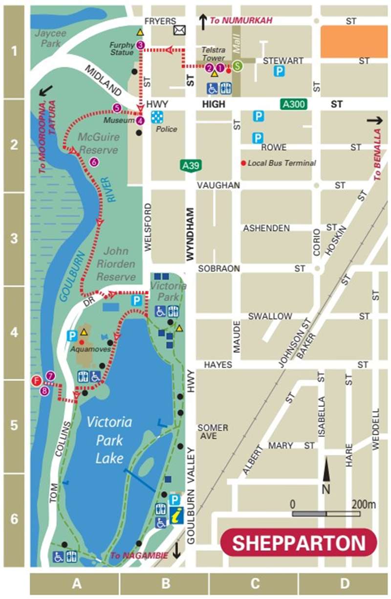 Shepparton - From the Bustle to the Bush Walk Map
