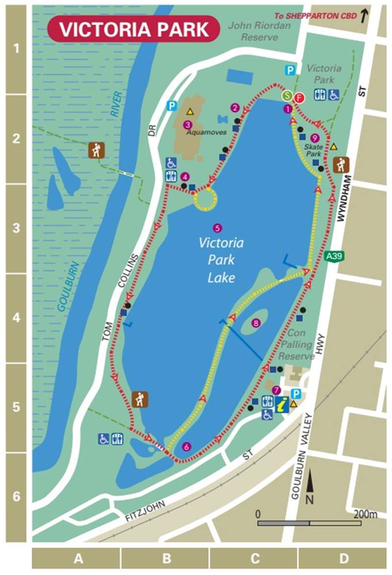Shepparton Victoria Park Lake Walk Map