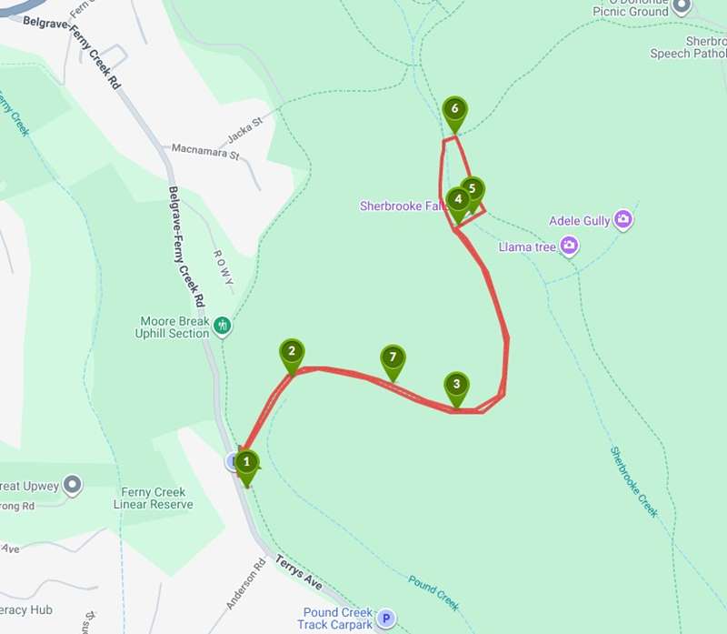 Sherbrooke Falls Loop Walk (Tecoma) Map