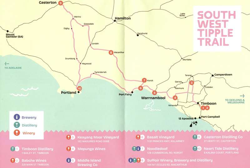 South West Victoria Tipple Trail Map